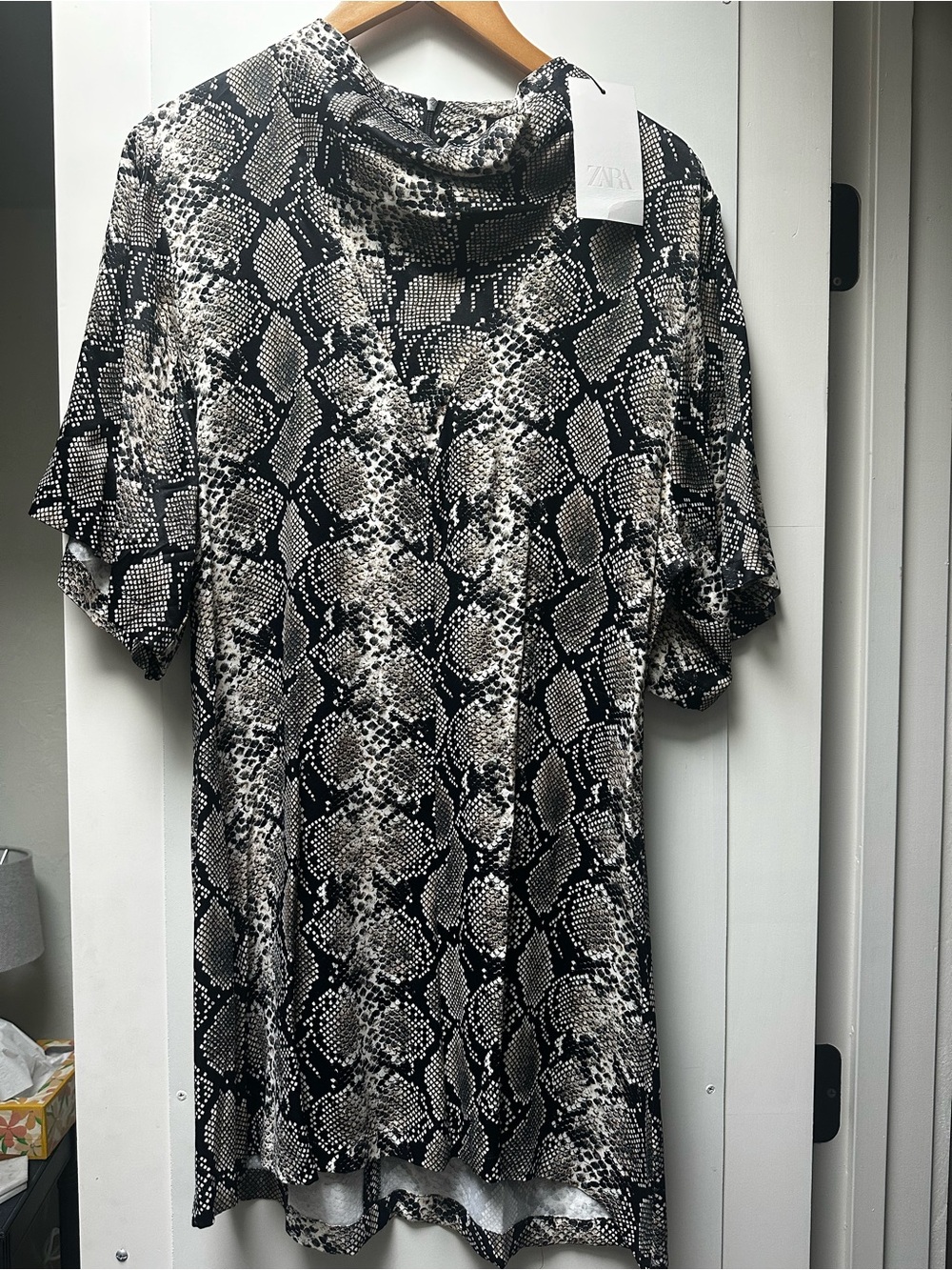 Zara Snake Print Short Sleeve Tunic Dress